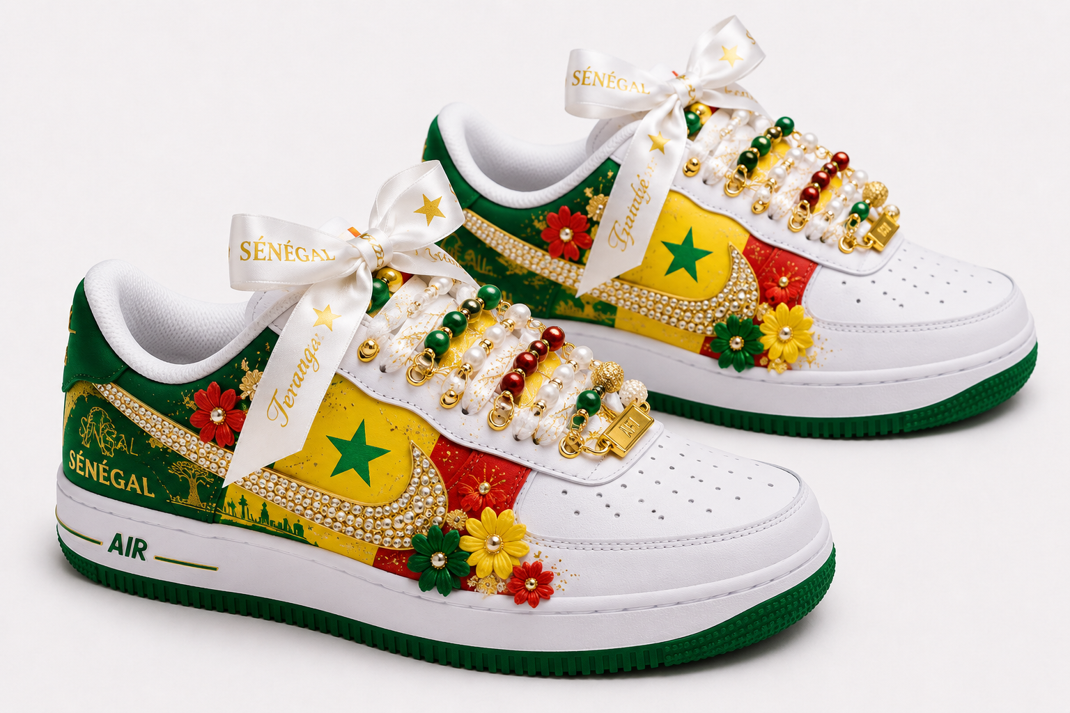 CUSTOM AF1 SENEGALESE FLAG WITH FLORALS DETAILS – WC EDITION