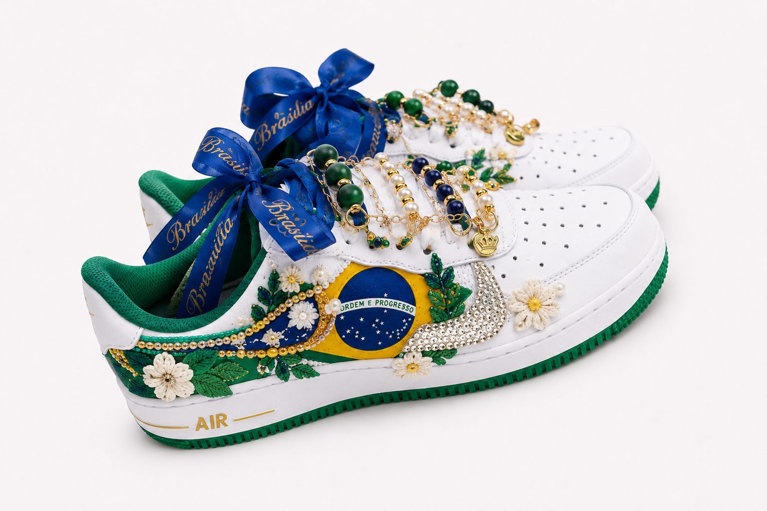 CUSTOM AF1 BRAZILIAN FLAG WITH FLORALS DETAILS - WC EDITION