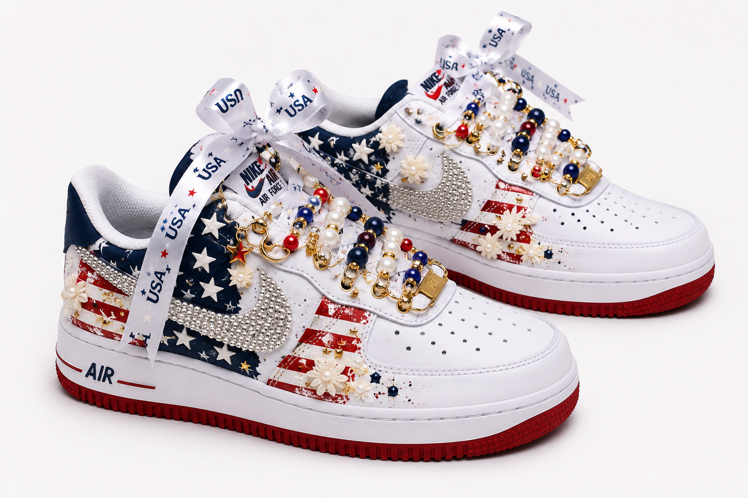 CUSTOM AF1 AMERICAN FLAG WITH FLORALS DETAILS – WC EDITION