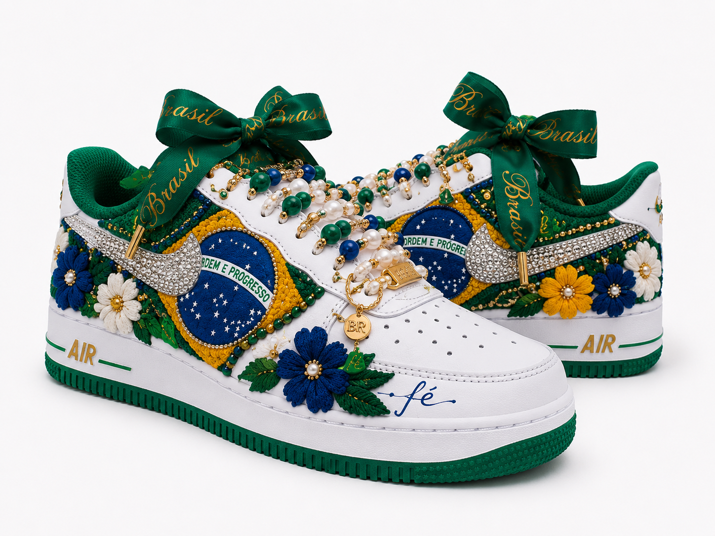 CUSTOM AF1 BRAZILIAN FLAG WITH FLORALS DETAILS - WC EDITION