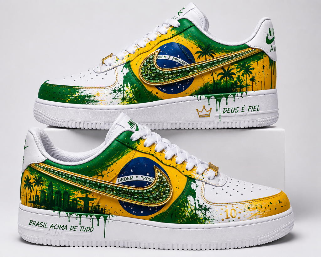 CUSTOM AF1 BRAZILIAN FLAG WITH FLORALS DETAILS - WC EDITION