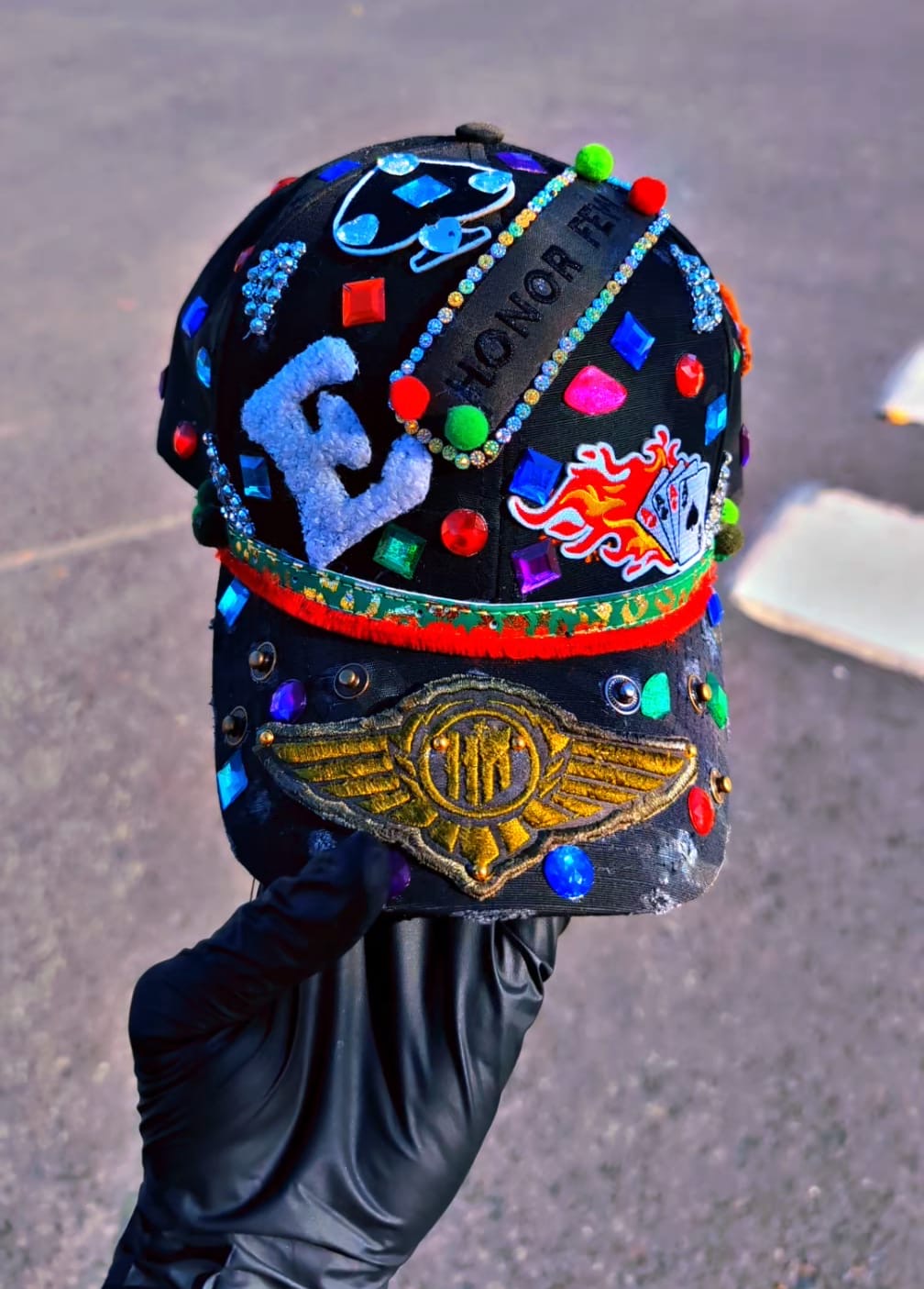 CUSTOM HANDMADE  BLACK CAP
